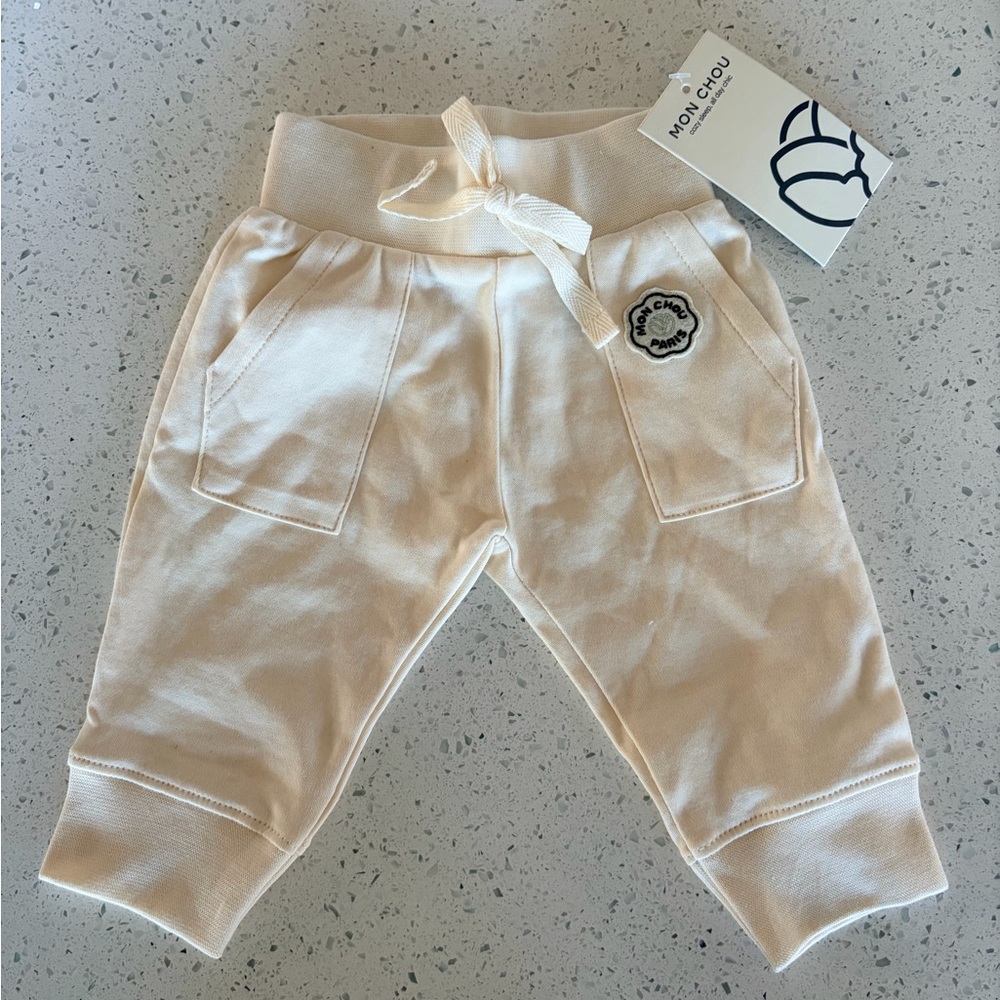 NWT Mon Chou Cream Baby Joggers Pants